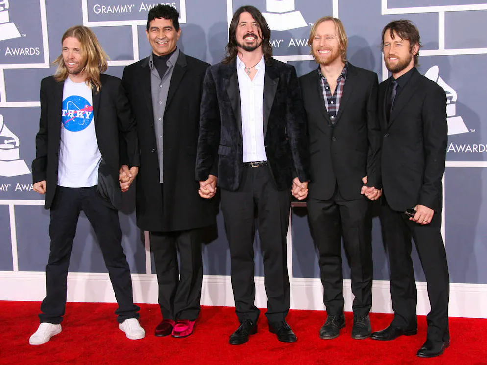 Taylor Hawkins, Pat Smear, Dave Grohl, Chris Shiflett and Nate Mendel of Foo Fighters
54th Annual GRAMMY Awards (The Grammys) - 2012 Arrivals held at the Staples Center
Los Angeles, California - 12.02.12

Where: Los Angeles, California, United States
When: 12 Feb 2012
Credit: WENN