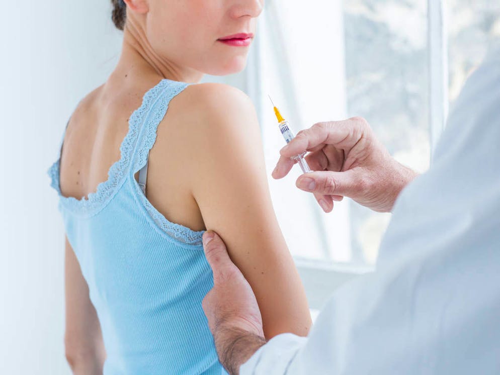 Woman receiving vaccination.
When: 13 Nov 2015