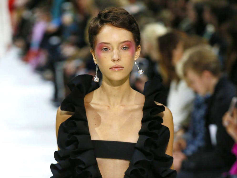 Mandatory Credit: Photo by AP/REX/Shutterstock (9101471aa)
A model wears a creation for Valentino Spring/Summer 2018 ready-to-wear fashion collection presented in Paris
Fashion Valentino, Paris, France - 01 Oct 2017
When: 01 Oct 2017
Credit: Rex Features
**Only available for use by prior agreement**