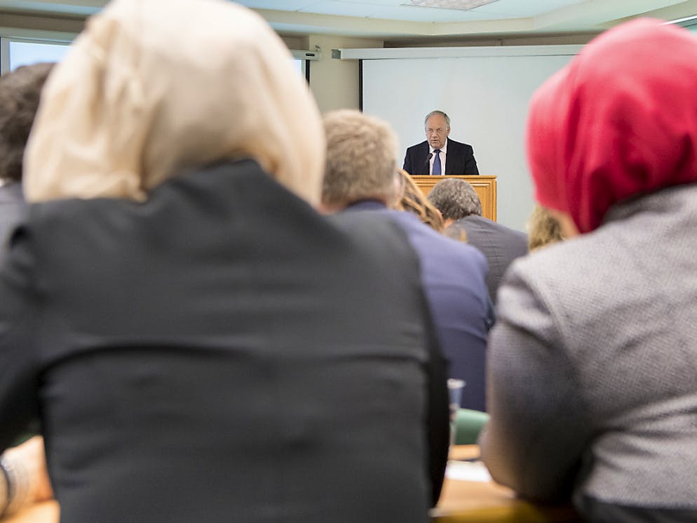 Johann Schneider-Ammann s'est exprimé notamment devant des étudiants et des scientifiques palestiniens à l'université de Birzeit.
