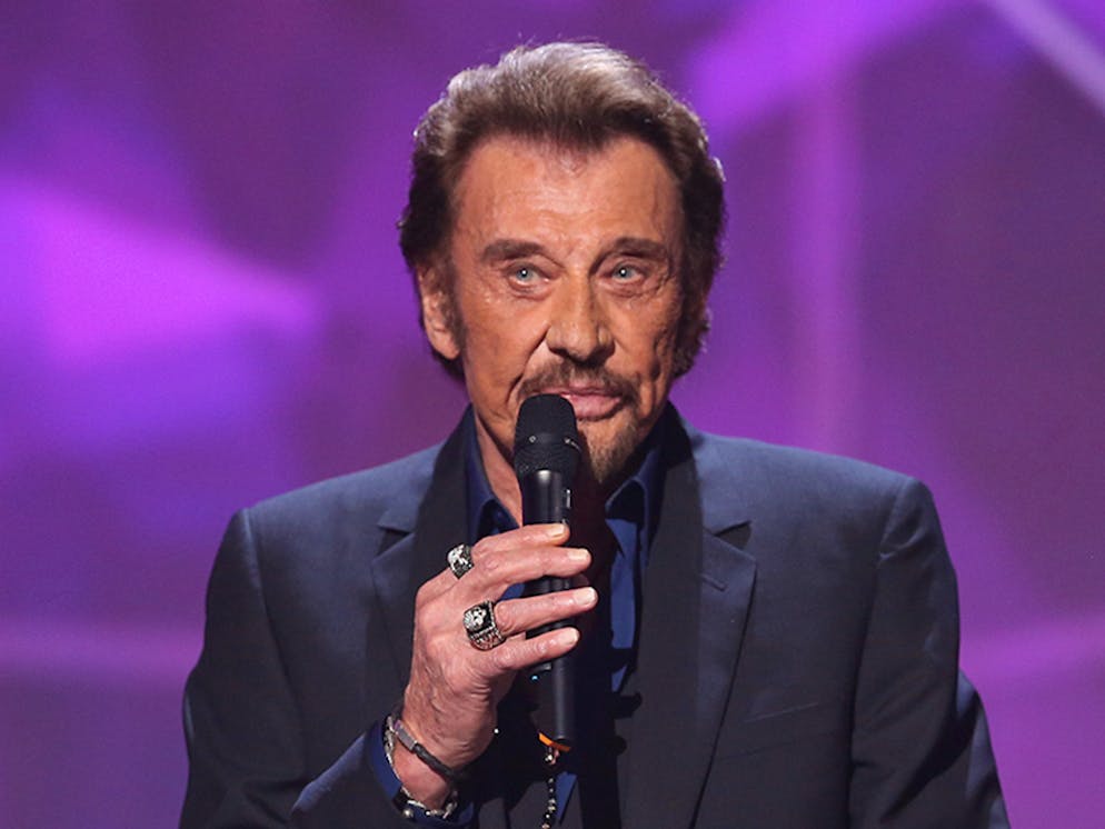 Johnny Hallyday recoit la victoire du meilleur album. CÈrÈmonie des 31Ëme Victoires de la Musique au ZÈnith de Paris le 13/02/2016.