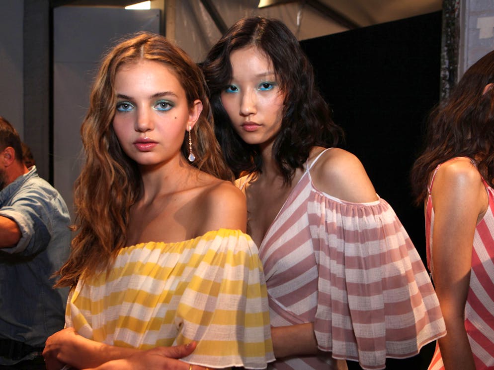 Mandatory Credit: Photo by REX/Shutterstock (9046913r)
Model backstage
Tadashi Shoji show, Backstage, Spring Summer 2018, New York Fashion Week, USA - 07 Sep 2017