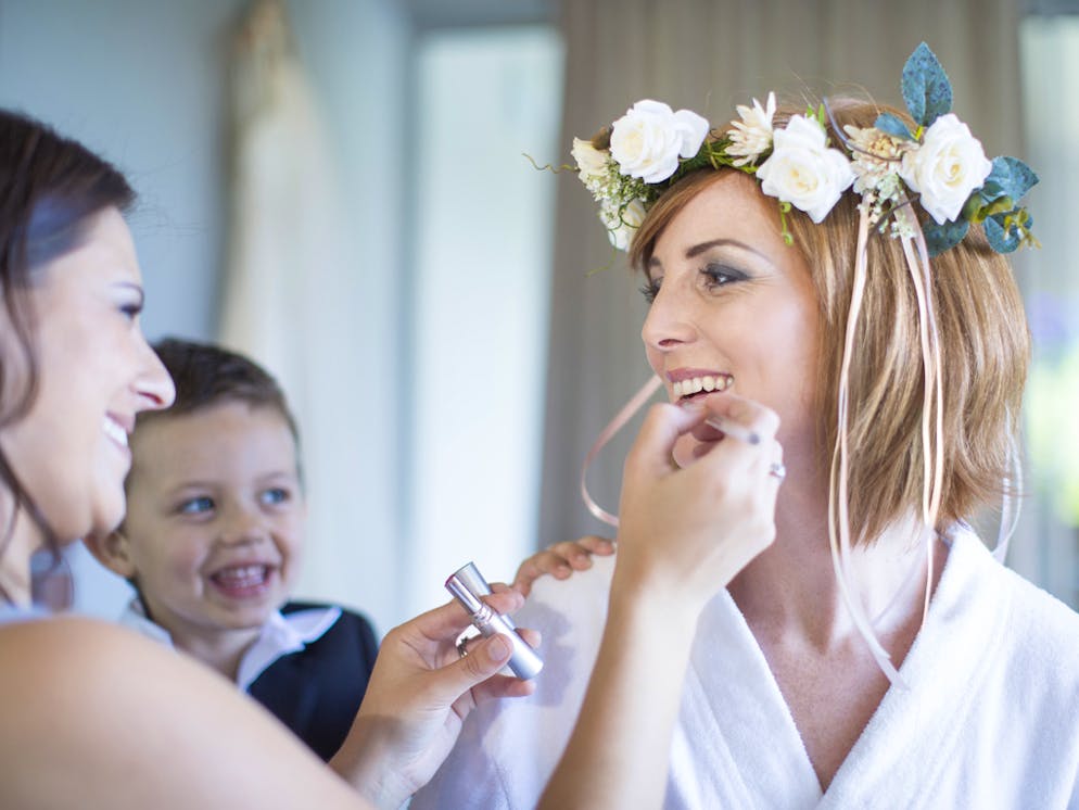 Mandatory Credit: Photo by REX/Shutterstock (4555199a)
MODEL RELEASED Bride getting ready for wedding with bridesmaid
VARIOUS