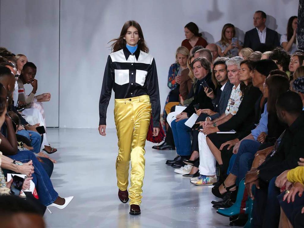 Mandatory Credit: Photo by AP/REX/Shutterstock (9046990m)
A model walks the runway at the Calvin Klein 2018 Spring/Summer fashion show during Fashion Week, in New York
Fashion Calvin Klein, New York, USA - 07 Sep 2017

When: 07 Sep 2017
Credit: Rex Features

**Only available for use by prior agreement**
