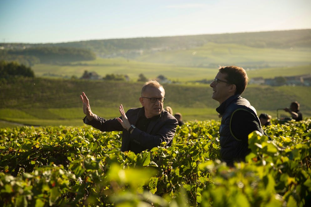 Richard Geoffroy (à gauche) a passé le relais à Vincent Chaperon dans le rôle de chef de cave de la maison Dom Pérignon en 2018.