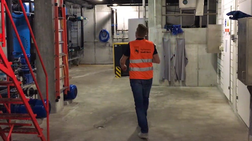 Der Technikraum des Wasserspiels auf dem Berner Bundesplatz in fünf Metern Tiefe.