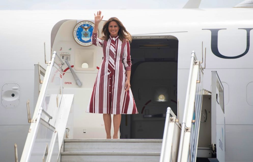 Arrivée de la première dame américaine Melania Trump à Accra, au Ghana, le 2 octobre 2018