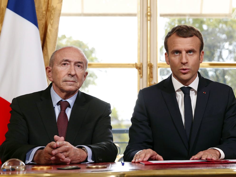 Gérard Collomb, à gauche sur le cliché, était un soutien de la première heure d'Emmanuel Macron, dans sa conquête du pouvoir (archives).