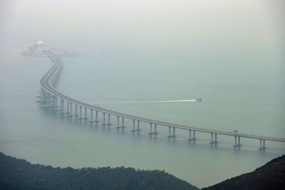 Une portion du pont entre Hong Kong, Zhuhai et Macao le 23 octobre 2018