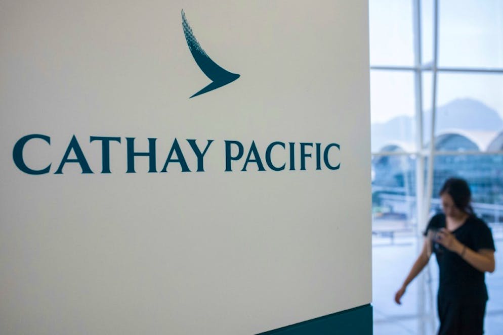 Le comptoir de Cathay Pacific à l'aéroport de Hong Kong, le 7 août 2018