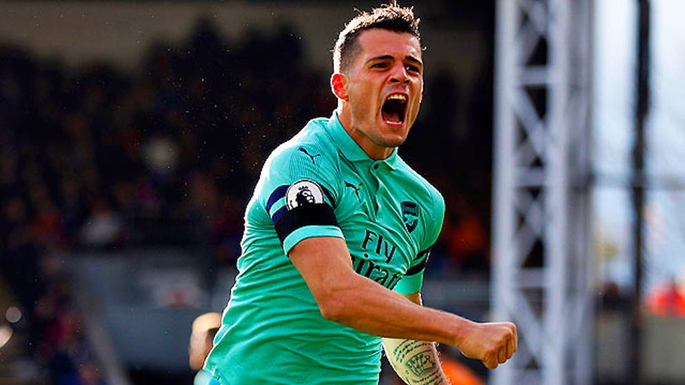 Toute la joie de Xhaka après sa réussite sur coup franc