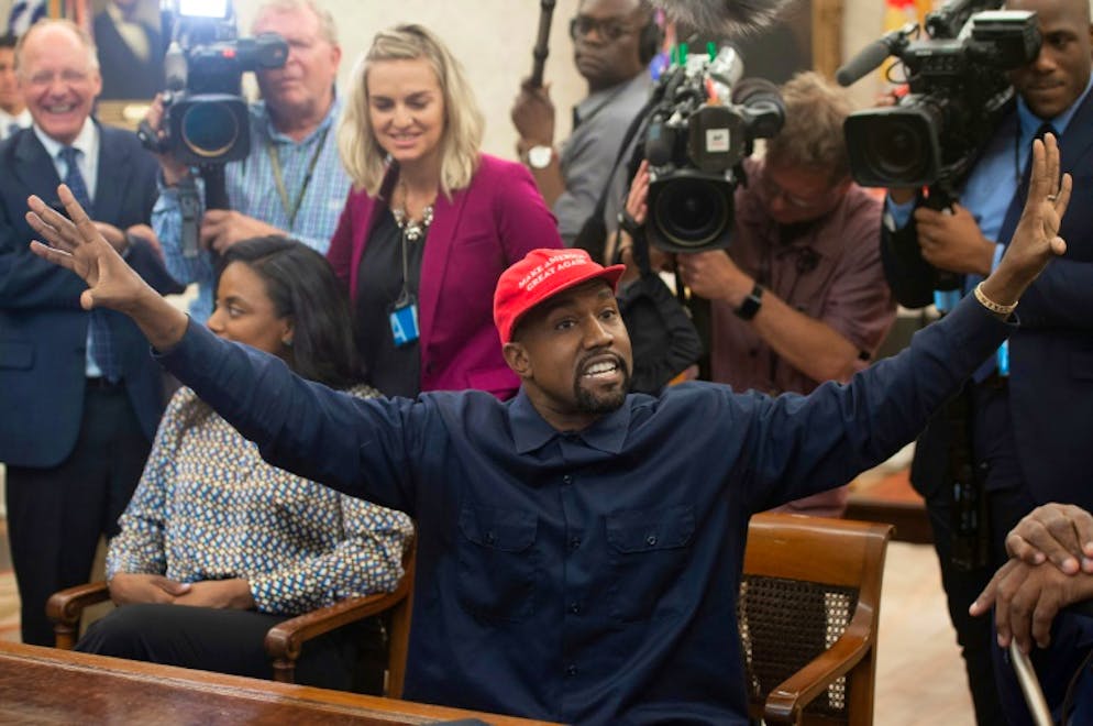 Kanye West dans le Bureau ovale avec Donald Trump le 11 octobre 2018