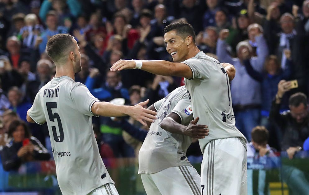 Cristiano Ronaldo a inscrit le 2e but de la Juvenuts face à l'Udinese.