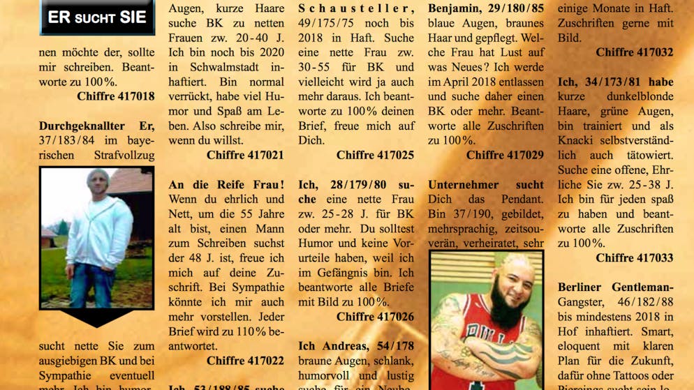Kontaktanzeigen im Gefangenenmagazin «Lichtblick».