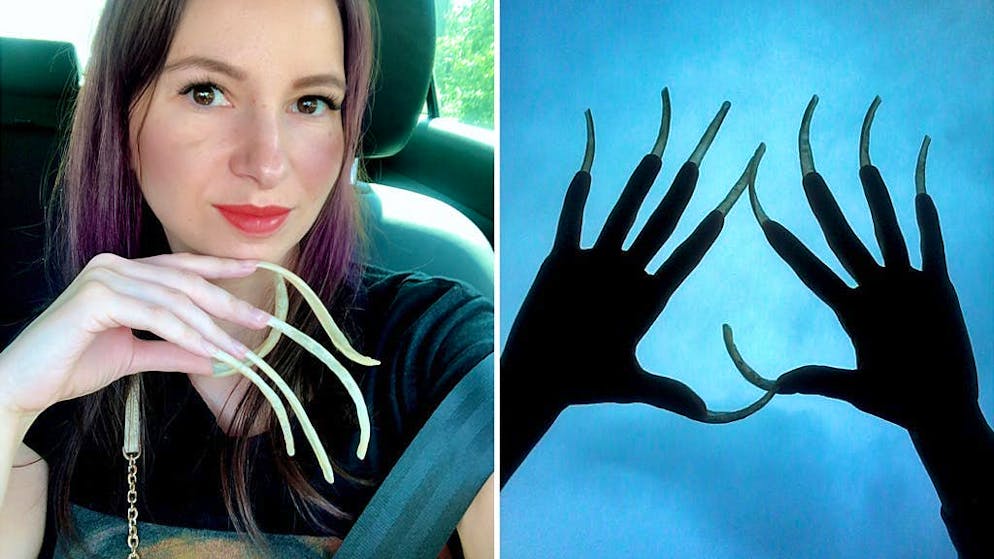 Le unghie più lunghe della Russia. Elena Shilenkova ha le unghie più lunghe della Russia: per ottenere questo risultato, ha lasciato crescere i suoi «artigli» per quattro anni e tre mesi. Oggi, le sue unghie misurano dodici centimetri. 