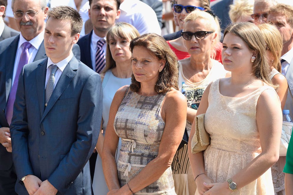 Louis Ducruet. La princesse Stéphanie (milieu) avec ses enfants Louis Ducruet et Camille Gottlieb, 2015. <br>