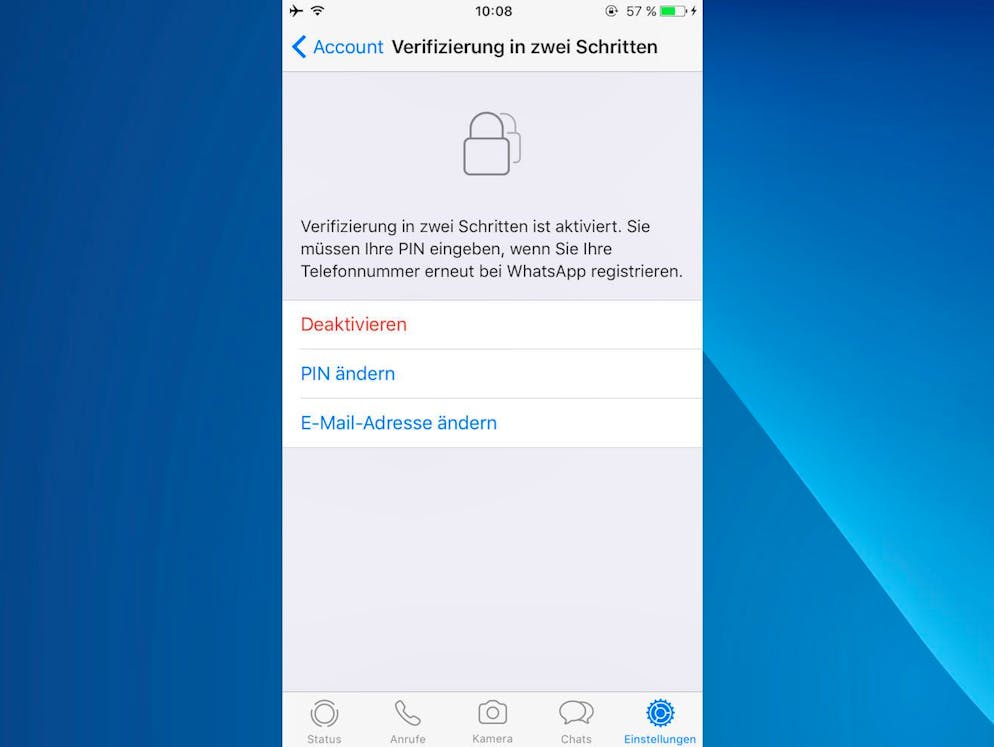 Besserer Schutz mit Zwei-Faktor-Authentifizierung. Bei WhatsApp schützt Sie die Zwei-Faktor-Authentifizierung vor der Übernahme Ihres Account.