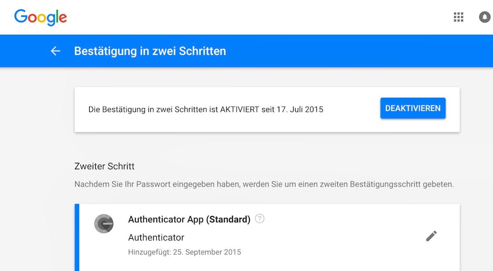 Besserer Schutz mit Zwei-Faktor-Authentifizierung. Zur Nutzung von Google-Diensten wie Gmail oder Google Docs bietet der Tech-Gigant zahlreiche 2FA-Optionen an.