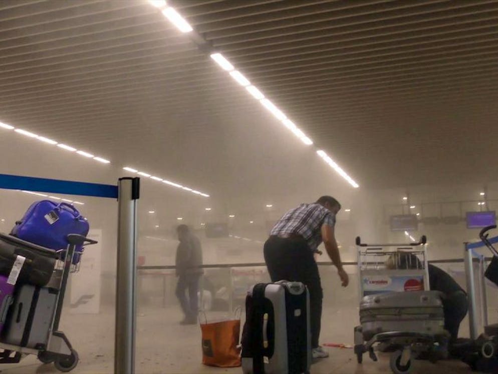 Les attentats de Bruxelles. Scène de chaos à l'aéroport de Bruxelles.