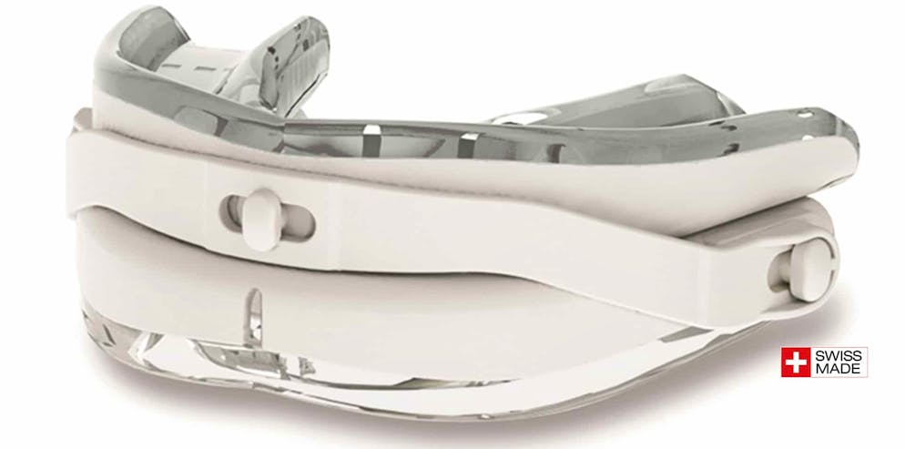 Anti-Schnarch-Hilfen: Ein Sammelsurium an Kuriositäten. Diese Anti-Schnarch-Schiene öffnet die Atemwege, indem sie Ihren Unterkiefer sanft nach vorne schiebt. Die Schiene verhindert damit verengte oder blockierte Atemwege und sorgt so für schnarchfreie Nächte.