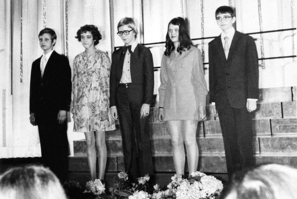 Der Berliner Kult-Coiffeur: Frank Schäfer. Jugendweihe, 1973.