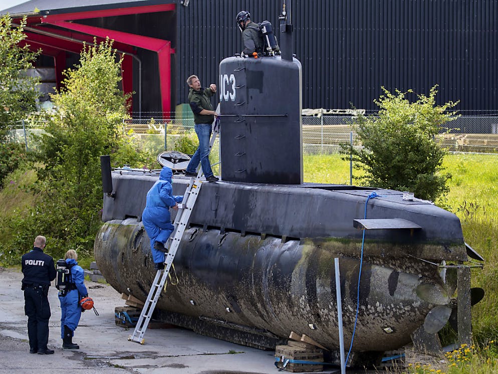 Madsens U-Boot wird von dänischen Kriminaltechnikern untersucht (Aufnahme vom August 2017).