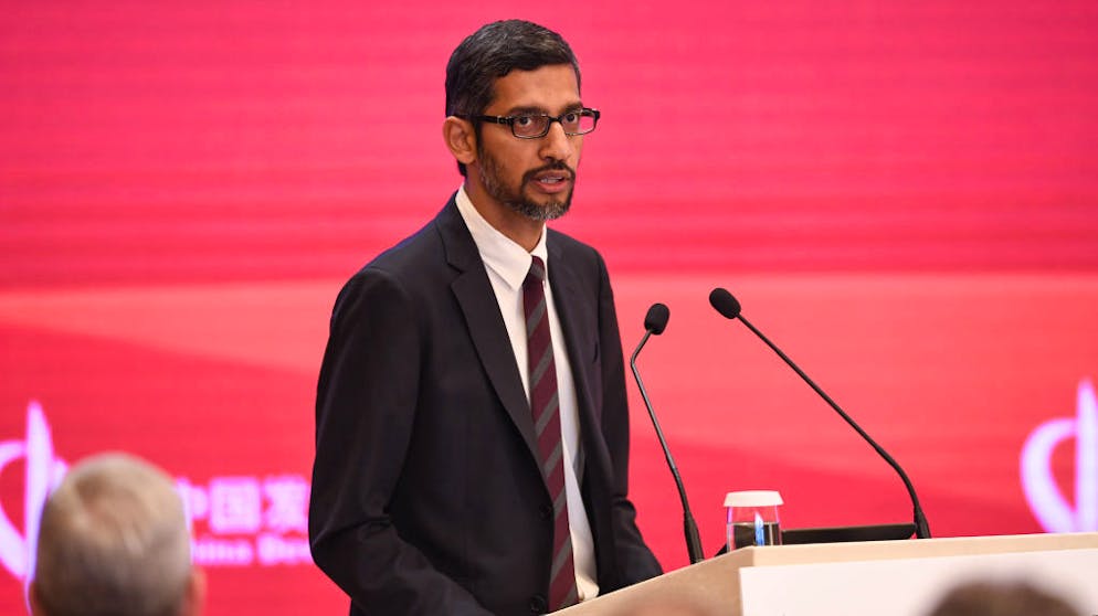 Google-CEO Sundar Pichai, hier an einer Konferenz in China, fordert seine Mitarbeiter regelmässig auf, ihre Gedanken und Anliegen offen zu kommunizieren. Nun wird sich zeigen, wie er auf die Kritik zum militärischen Engagement reagieren wird.