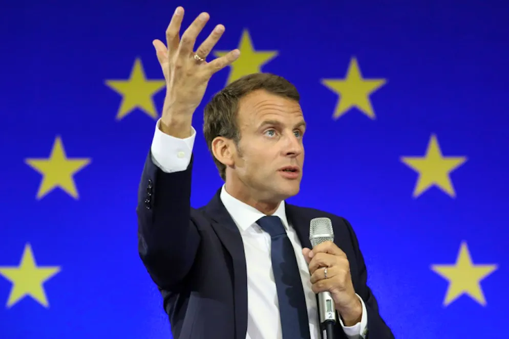 Le président Emmanuel Macron à Aix-la-Chapelle en Allemagne, le 10 mai 2018