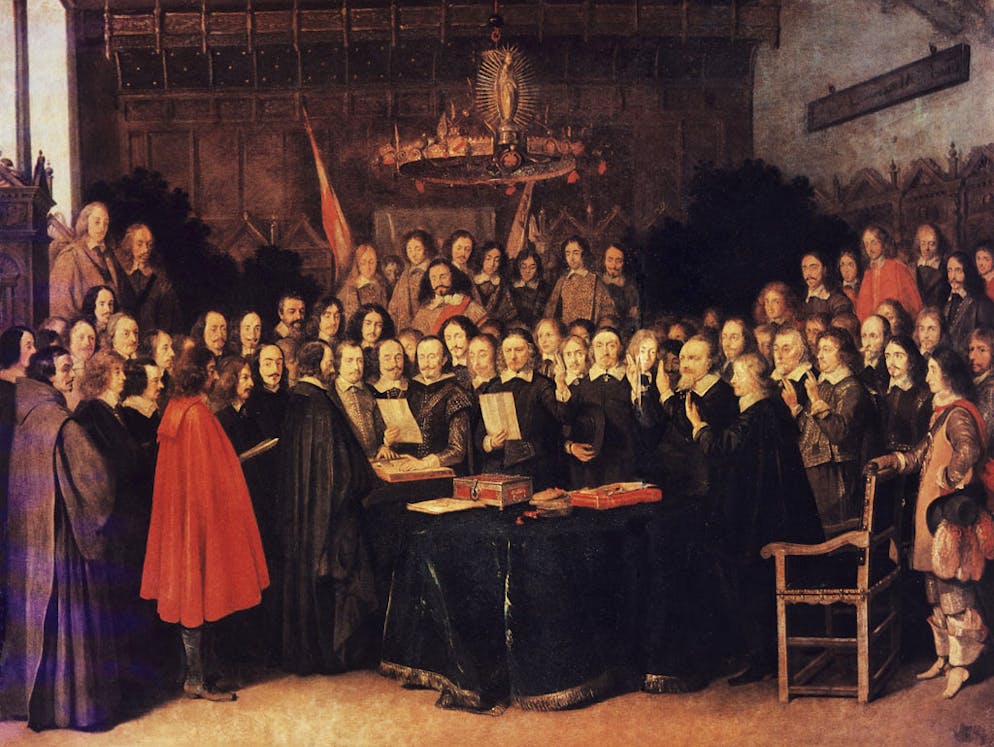 Вестфальский мир был подписан в. Герард Терборх Вестфальский мир. Вестфальский мир 1648 г. Терборх Мюнстерский мир. Вестфальский трактат 1648 г.