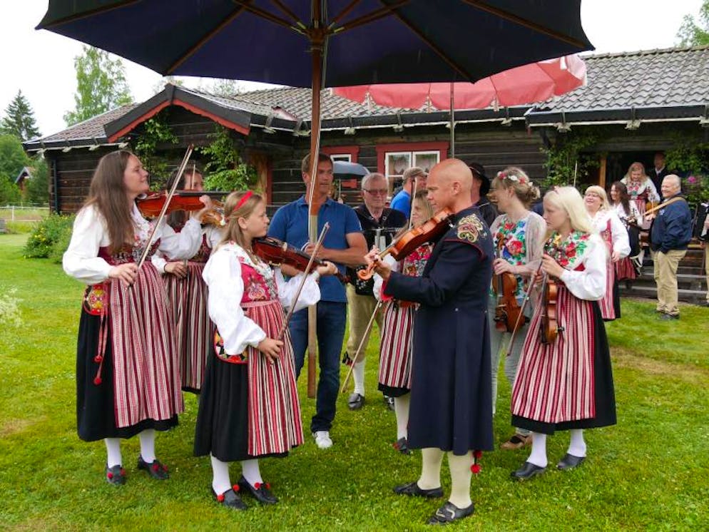 Mittsommerfest in Schweden: Blüten, Schnaps und lange Nächte. Steht der Baum, stimmen alle gemeinsam fröhliche Volkslieder an, die in Schweden «gånglåtar» heissen...