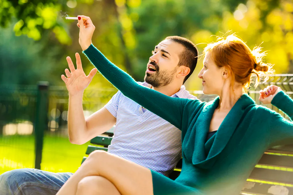 Woman telling her boyfriend to finally stop smoking