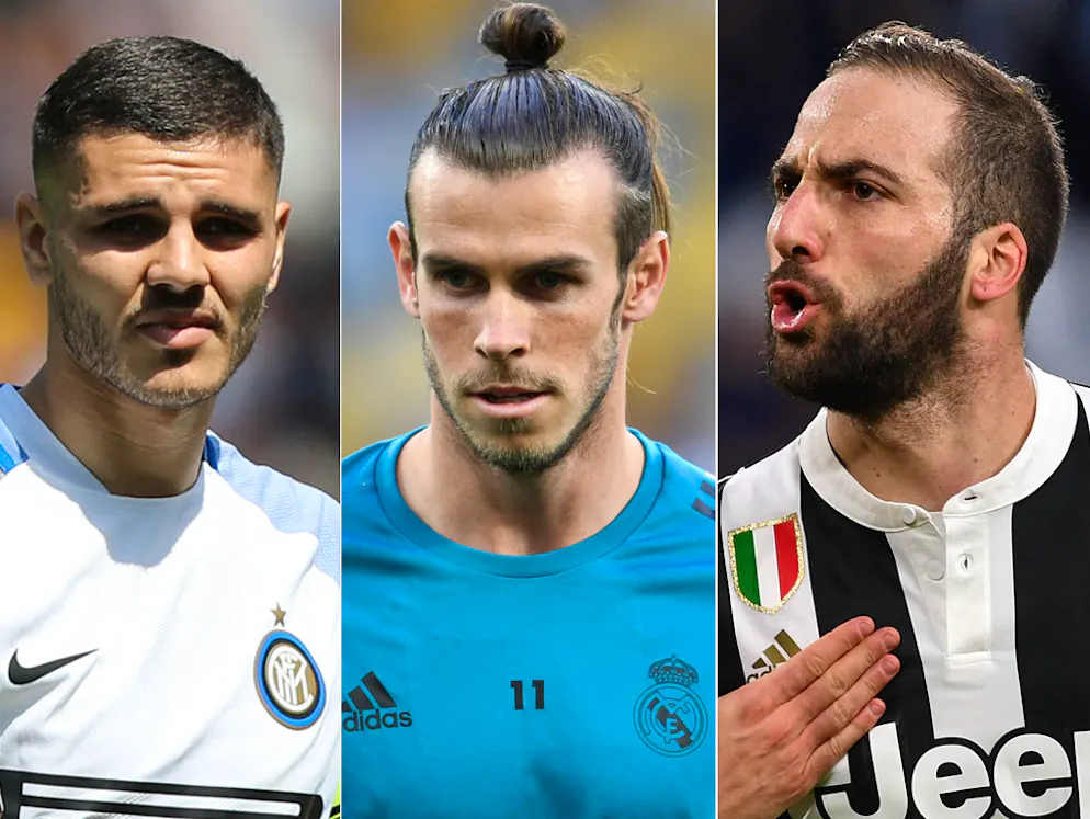 Mauro Icardi (sinistra), Gareth Bale (centro) e Gonzalo Higuain