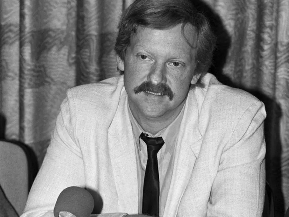 Bruno Zwahlen: l'omicidio di Kehrsatz. Dopo la scarcerazione, Bruno Zwahlen risponde alle domande dei giornalisti durante una conferenza stampa. Foto scattata il 20 aprile 1991.