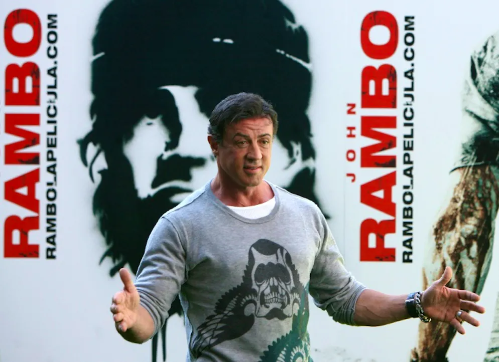 L'acteur américain Sylvester Stallone présente son nouveau film Rambo, le 28 janvier 2008 à Madrid