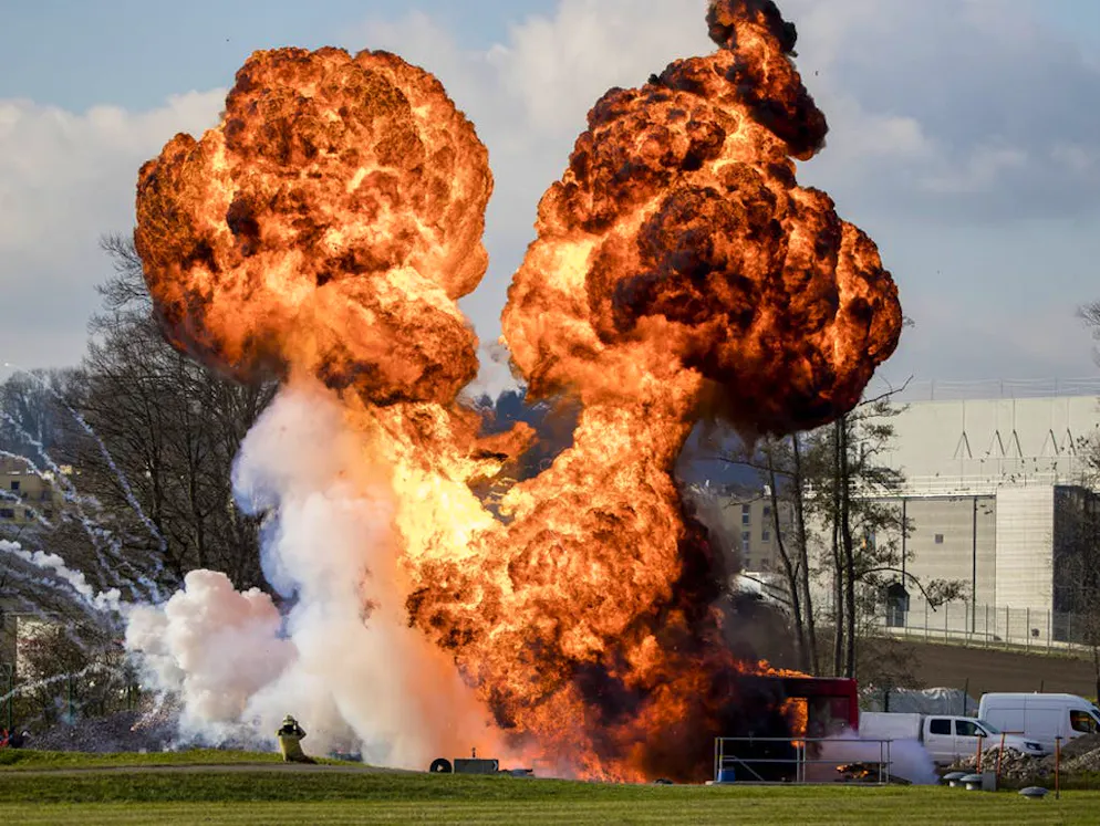 L’aéroport de Zurich a été inauguré il y a 70 ans. Une explosion est provoquée dans un bus de passagers dans le cadre de l’exercice «Speed17» à l’aéroport de Zurich.