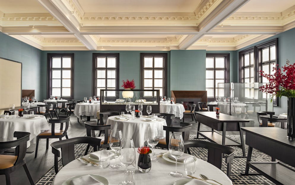 Bulgari inaugure un hôtel de luxe à Shanghai. Salle à manger du Bulgari Hotel Shanghai