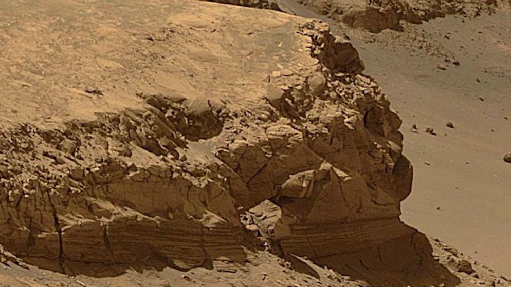 Die lange Mission des Mars-Rovers «Opportunity». Der Krater aus der Bodenperspektive.