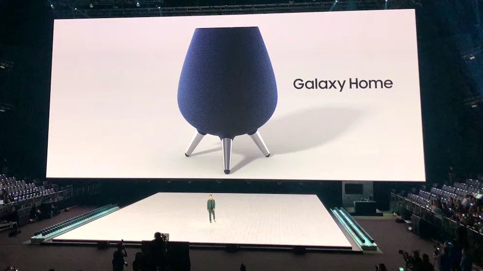 Nanu – ein High-Tech-Fondue-Caquelon? Mitnichten: Mit dem smarten Lautsprecher Galaxy Home will Samsung einen nahtlosen Übergang zwischen mobilen Geräten und Heim-Elektronik schaffen.
