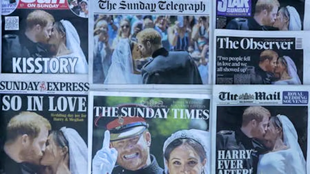 Il matrimonio del principe Harry e di Meghan Markle. Il tema del giorno o dell'anno? Le migliori prime pagine dei giornali britannici su questo matrimonio da sogno.