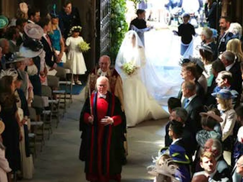 Il matrimonio del principe Harry e di Meghan Markle. Meghan Markle cammina verso l'altare della cappella St. George.