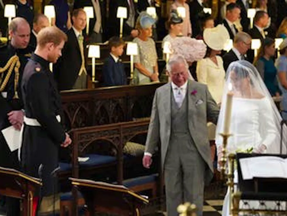 Il matrimonio del principe Harry e di Meghan Markle. Meghan Markle è stata accompagnata dal padre di Harry, il principe Carlo.