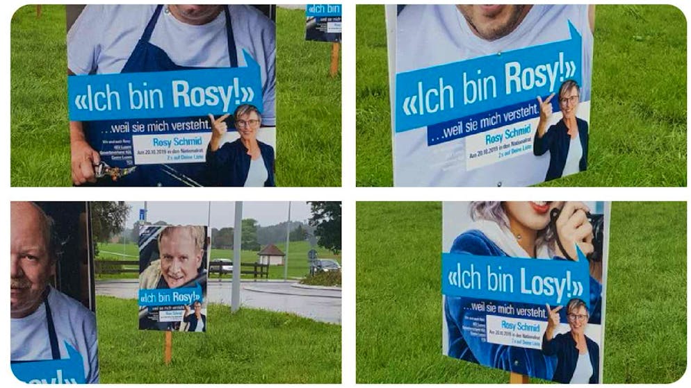 Ein falscher Name, ein nacktes Füdli, ein grenzwertiges «L». Stark kritisiert wurde Nationalratskandidatin Rosy Schmid (FDP/LU). Ihre Plakate zeigen verschiedene Bürger, für die sich Schmid einsetzt. Nette Idee. Eigentlich.