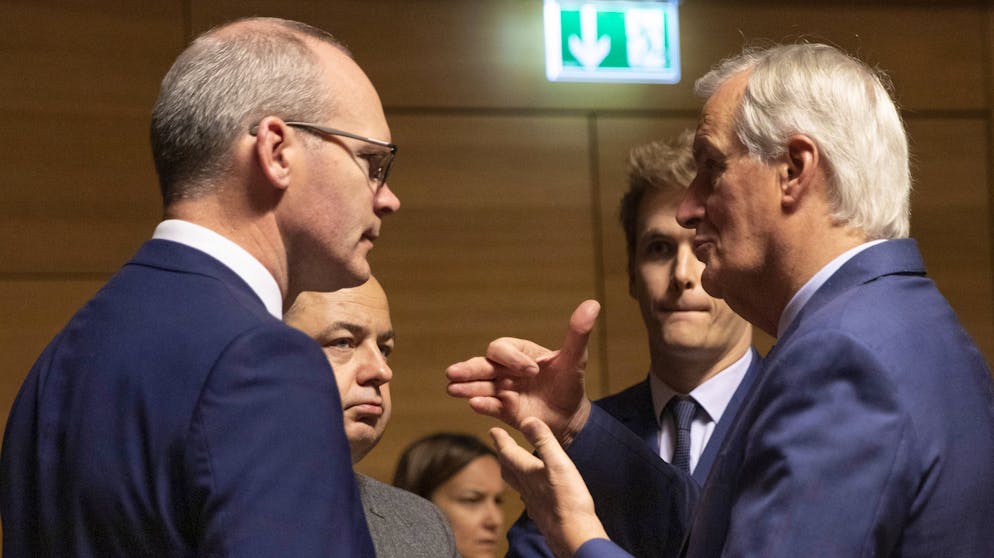 EU-Chefverhandler Michel Barnier (rechts) im Gespräch mit Irlands Aussenminister Simon Coveney.