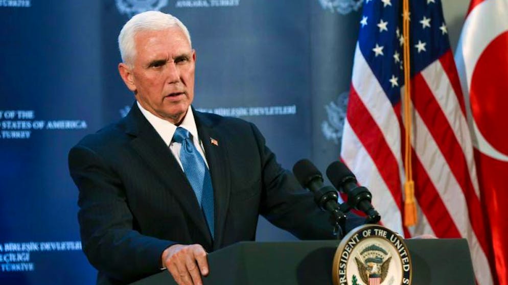 US-Vizepräsident Mike Pence verkündigt die Einigung der Waffenruhe in Nordsyrien.