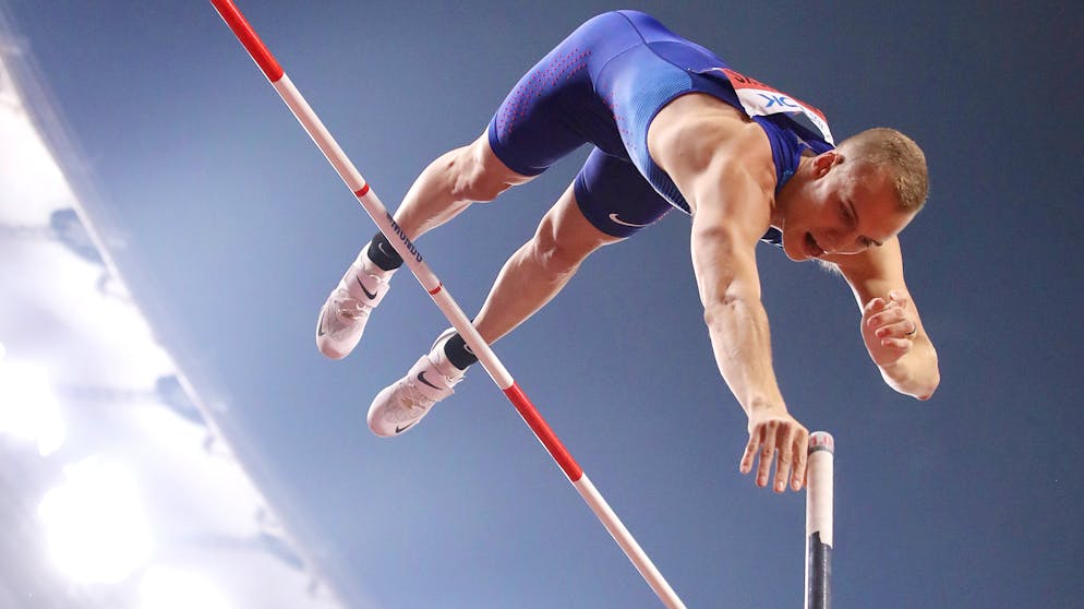 Die besten Bilder der Leichtathletik-WM 2019. Der Amerikaner Sam Kendricks krönt sich zum Weltmeister im Stabhochsprung.