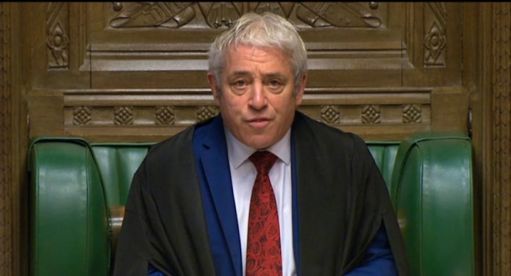 John Bercow, Parlamentspräsident des Unterhauses, spricht vor der Erklärung des britischen Premierministers Johnson im britischen Unterhaus. (Archiv)