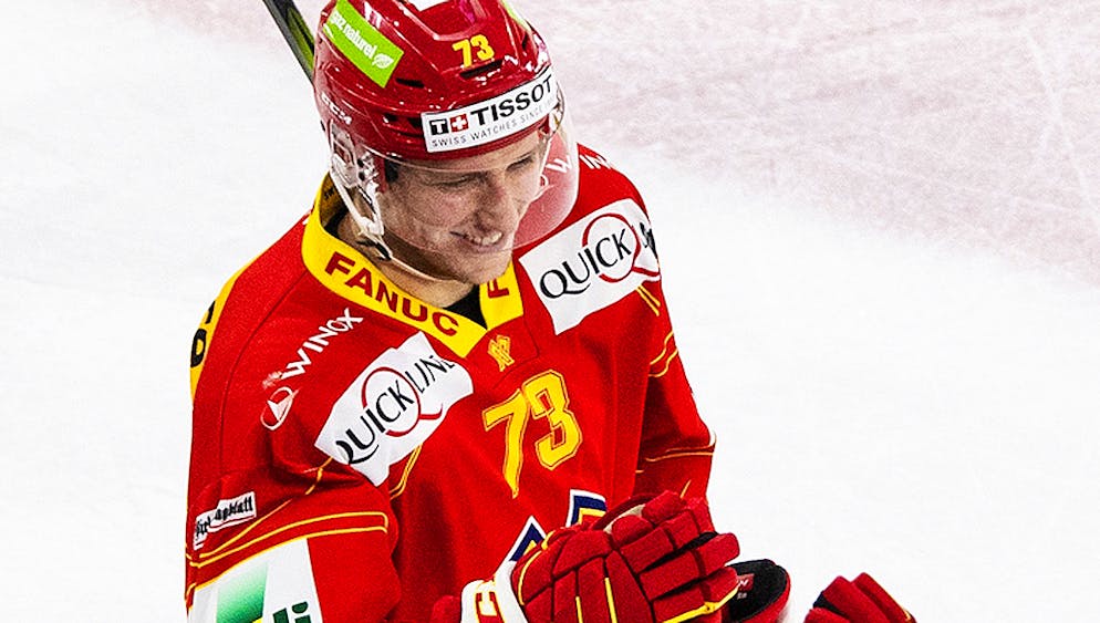 Vorerst kein Grund zum Jubeln: Biels Mike Künzle (li.) wurde vorsorglich für das Meisterschaftsspiel am Dienstag in Rapperswil-Jona gesperrt.