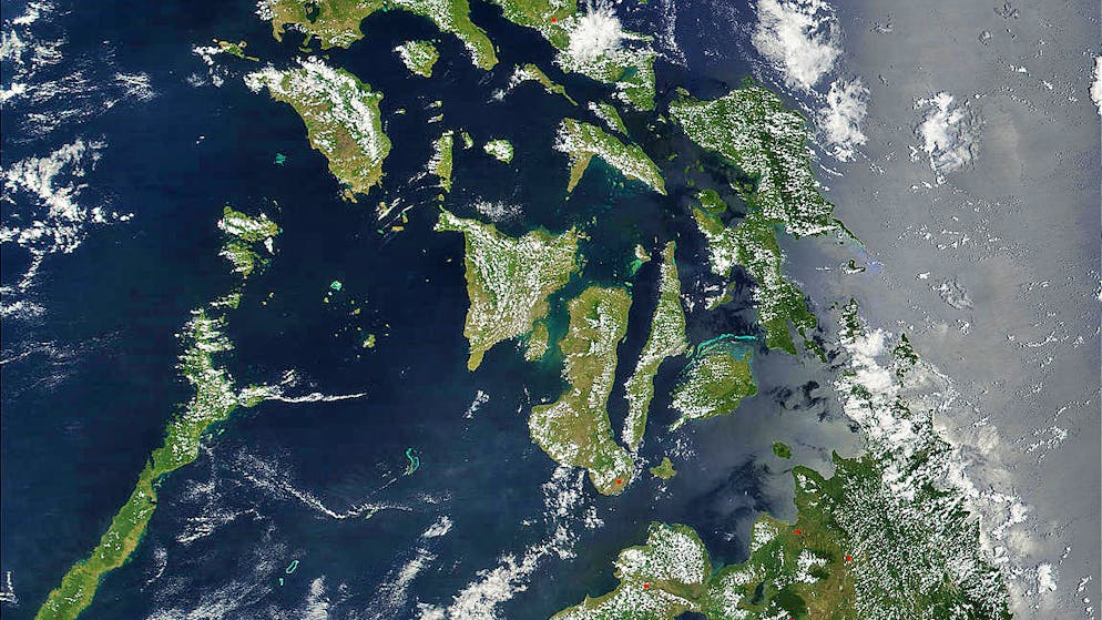 Ausschnitt einer Satellitenaufnahme der Philippinen. 
