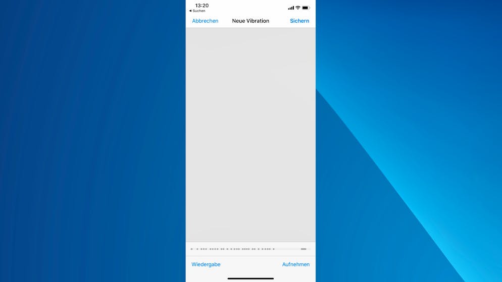 So iPhone-Töne und -Vibrationen personalisieren. Ist das Vibrationsmuster erstellt, geht man auf «Sichern»...