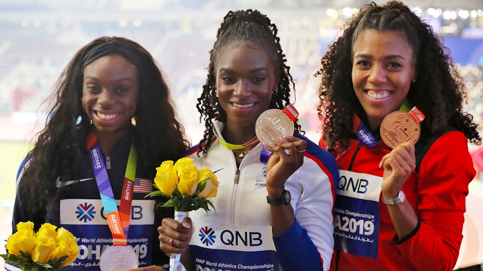 Die besten Bilder der Leichtathletik-WM 2019. Das Siegerfoto der 200-Meter-Sprinterinnen.